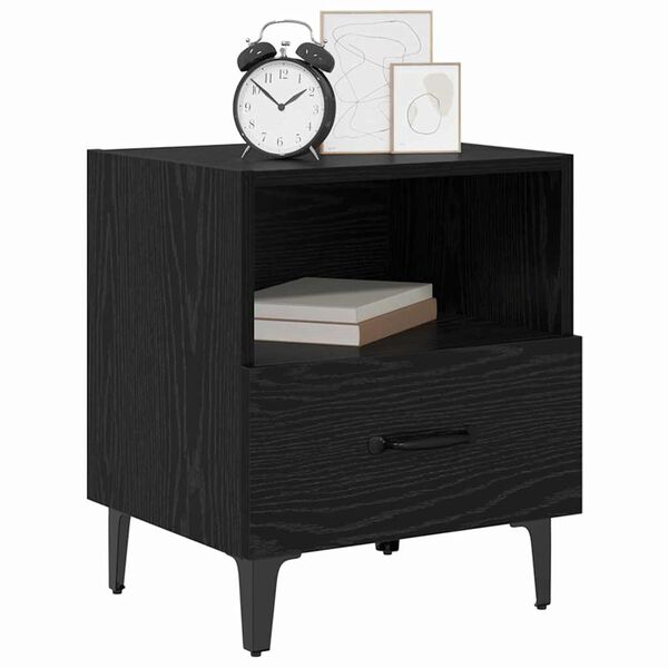 vidaXL Bedside Cabinet with Drawer 2 pcs Black oak 40 x 35 x 47.5 cm