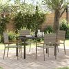 vidaXL Garden Dining Set with Cushion 5 pcs Grey Poly Rattan