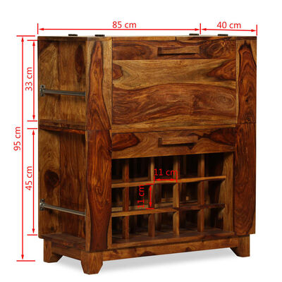 vidaXL Bar Cabinet Solid Sheesham Wood 85x40x95 cm