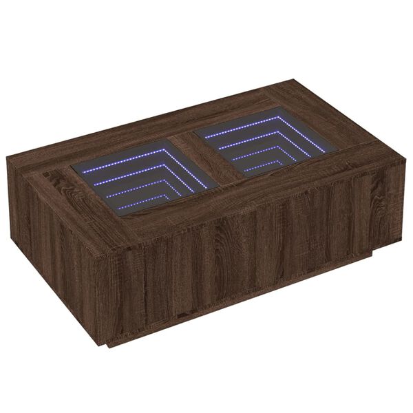 vidaXL Coffee Table with Infinity LED Brown Oak 116x69x40 cm