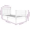 vidaXL Bed Frame without Mattress White Single Solid Wood