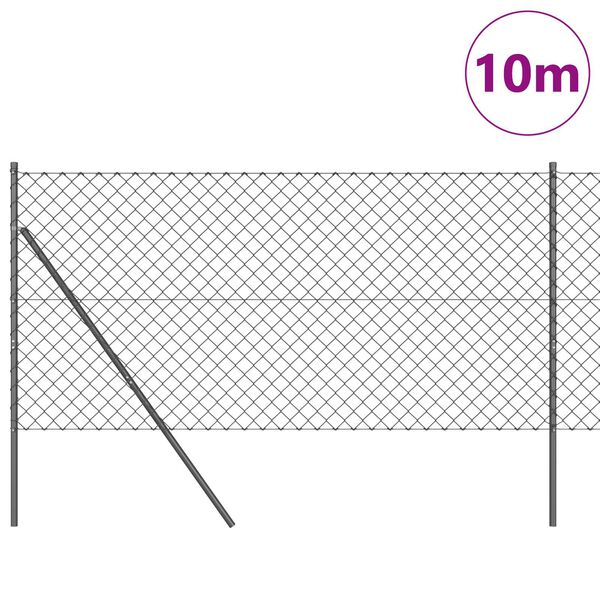 vidaXL Fence Post Grey 10 x 1.4 m (60 x 60 mm mesh) Steel and PVC