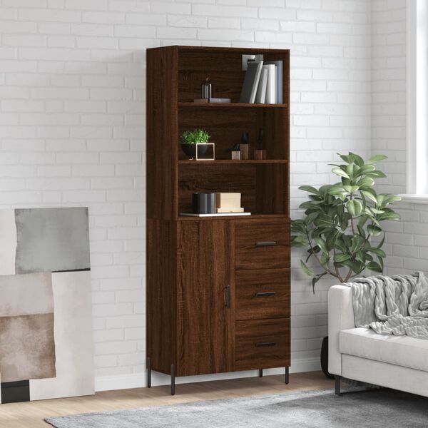 vidaXL Highboard Brown Oak 69.5x34x180 cm Engineered Wood
