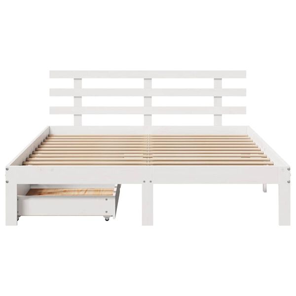 vidaXL Bed Frame with Drawers without Mattress White 140x190 cm