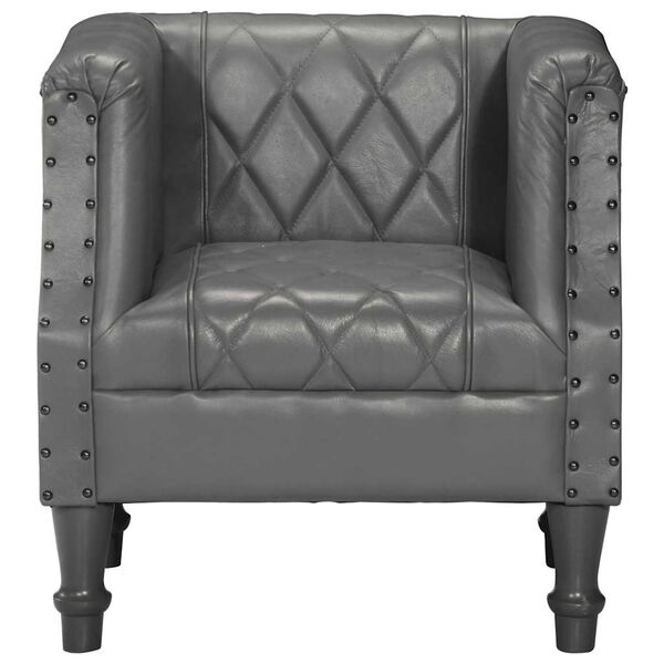 vidaXL Tub Chair Grey Real Goat Leather