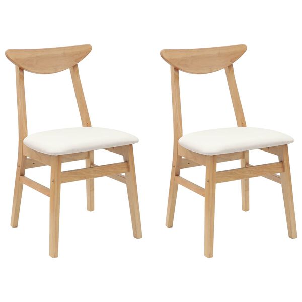 vidaXL Dining Chairs 2 pcs Natural 42 x 47.5 x 81 cm Solid Rubber Wood