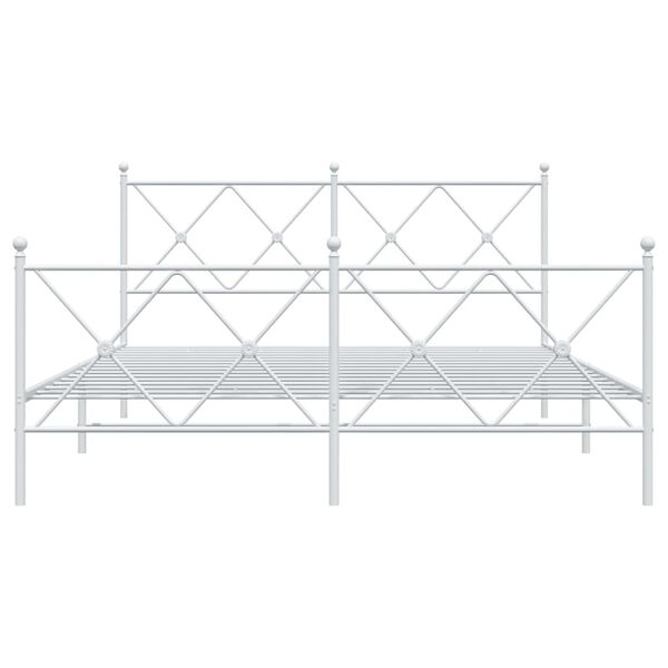vidaXL Metal Bed Frame without Mattress with Footboard White 160x200cm