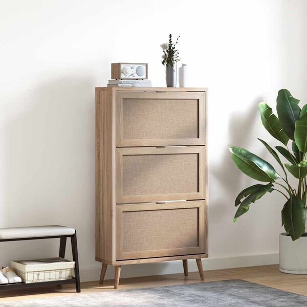 Finori Shoe Cabinet Bali 49A Sonoma Oak and Cane Print
