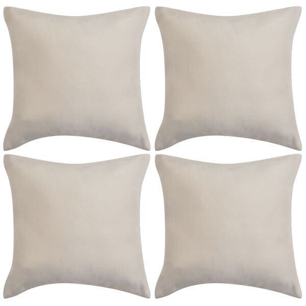 vidaXL Cushion Covers 4 pcs 40x40 cm Polyester Faux Suede Beige