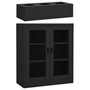 vidaXL Office Cabinet with Planter Box Anthracite 90x40x128 cm Steel
