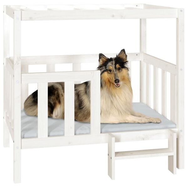 vidaXL Dog Bed White 105.5x83.5x100 cm Solid Wood Pine