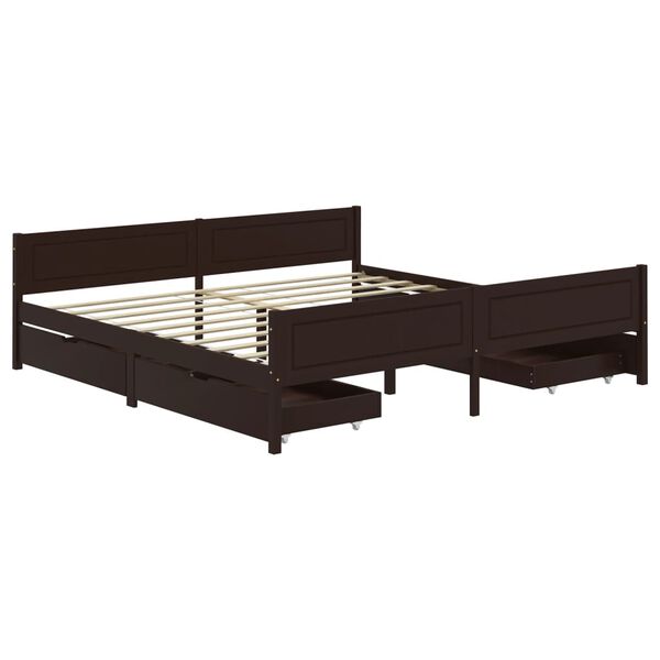vidaXL Bed Frame without Mattress Dark Brown 180x200 cm Super King Solid Wood