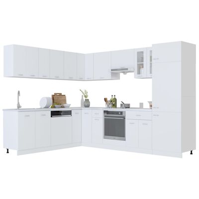 vidaXL 14 Piece Kitchen Cabinet Set White Engineered Wood