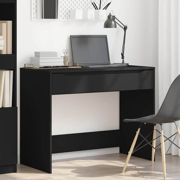 vidaXL Desk with Drawer Black 100 x 50 x 78 cm Engineered Wood