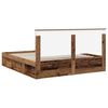 vidaXL Bed Frame with Headboard Old Wood 200 x 200 cm Solid Pine Wood