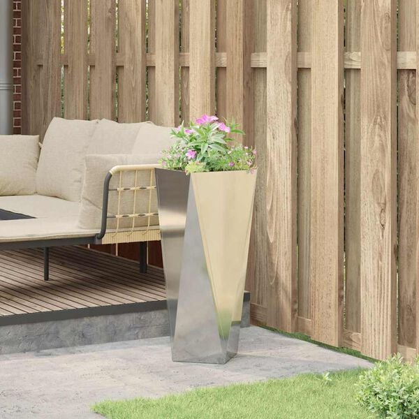 vidaXL Planter Silver 30 x 30 x 75 cm Galvanised Steel