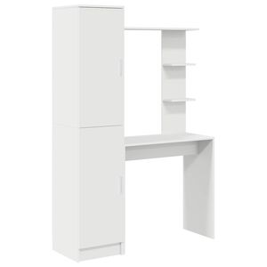 vidaXL Desk with Shelf with Storage with Door 2 pcs White
