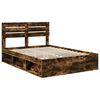 vidaXL Bed Frame Smoked Oak 140 x 190 cm Solid Pine Wood