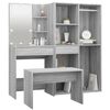 vidaXL Dressing Table Set with LED Grey Sonoma Engineered Wood
