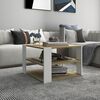 vidaXL Coffee Table Sonoma Oak and White 60x60x40 cm Engineered Wood