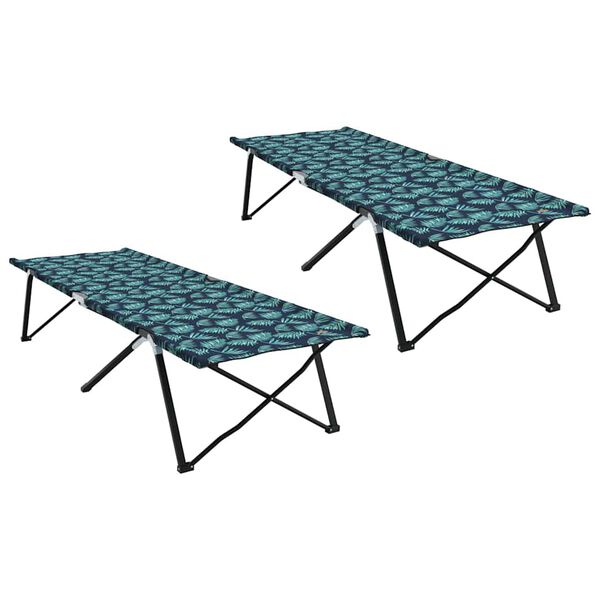 vidaXL Folding Camping Bed Folding Leaf 2 pcs Forest 206 x 76 x 74 cm