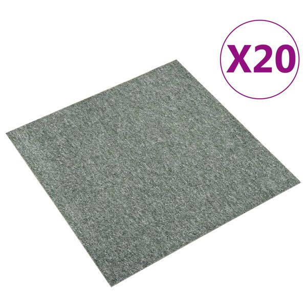 vidaXL Carpet Floor Tiles 20 pcs 5 m² 50x50 cm Green