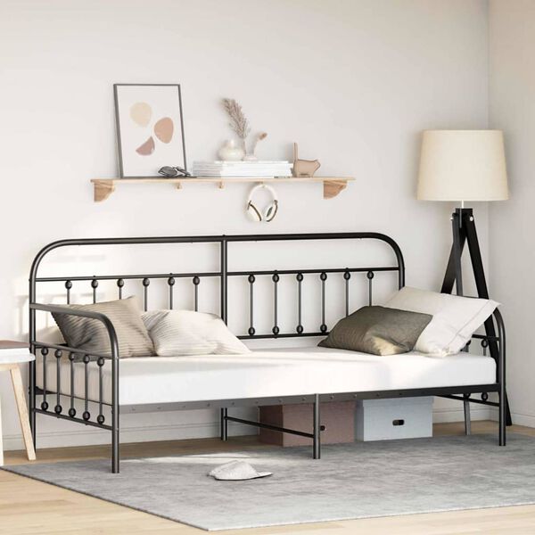 vidaXL Daybed Frame with Headboard Black 107 x 203 cm Steel
