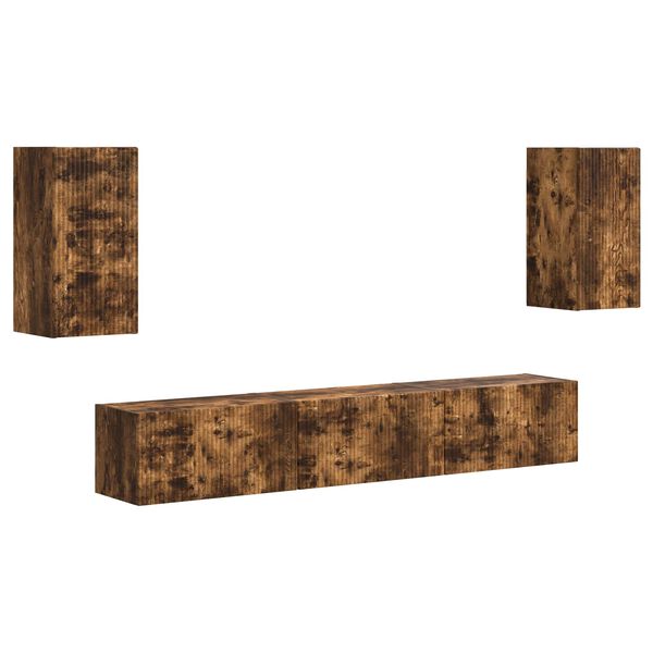 vidaXL TV Cabinet Set Wall-mounted 5 pcs Smoked Oak Engineered Wood