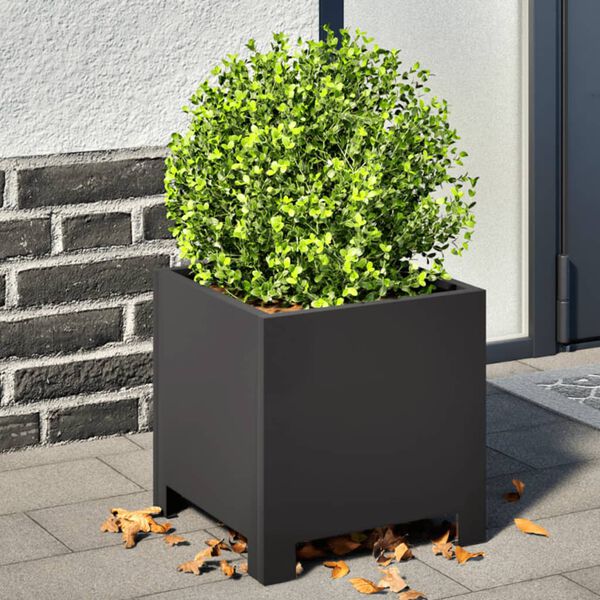 vidaXL Garden Planter Black 30x30x30 cm Steel