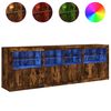 vidaXL Sideboard with LED Lights Smoked Oak 202x37x67 cm