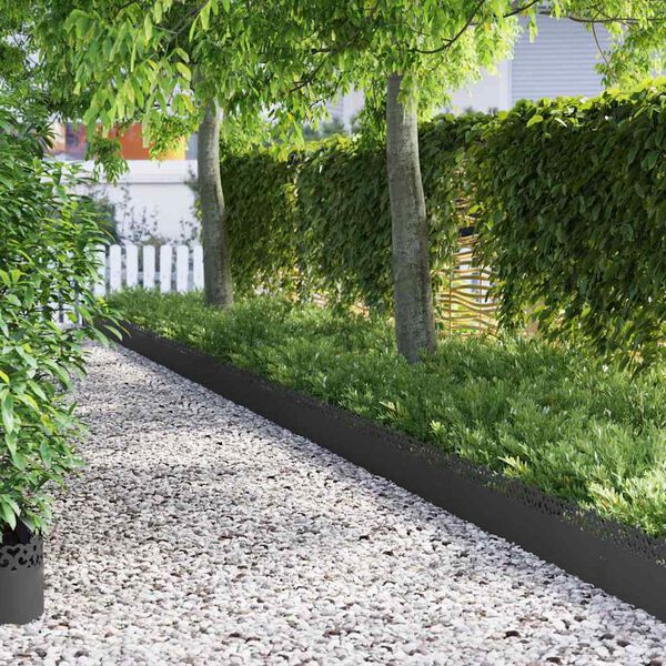 vidaXL Lawn Edgings 10 pcs Black 103 x 0.05 x 22 cm Steel