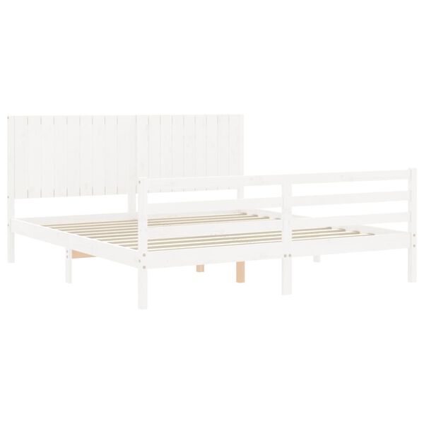 vidaXL Bed Frame without Mattress White Super King Size Solid Wood