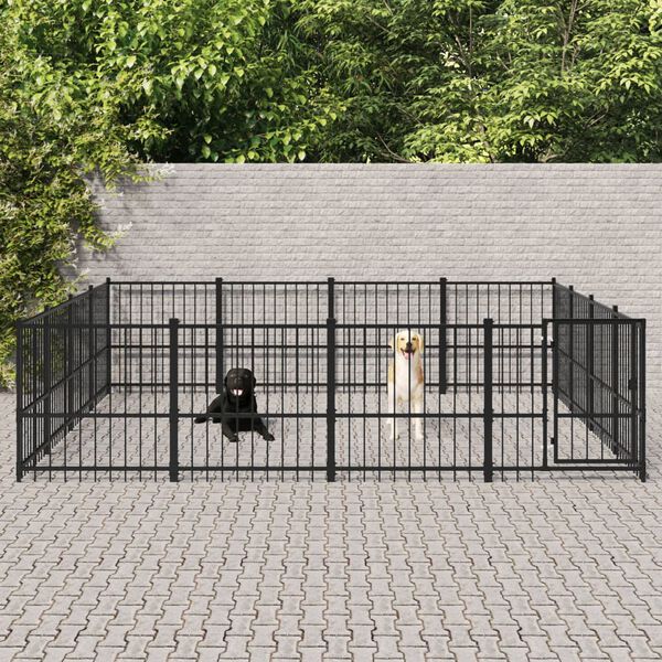 vidaXL Outdoor Dog Kennel Steel 15.05 m&sup2;
