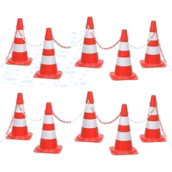 vidaXL Chain Cone Set with 10 m Chain Red and white