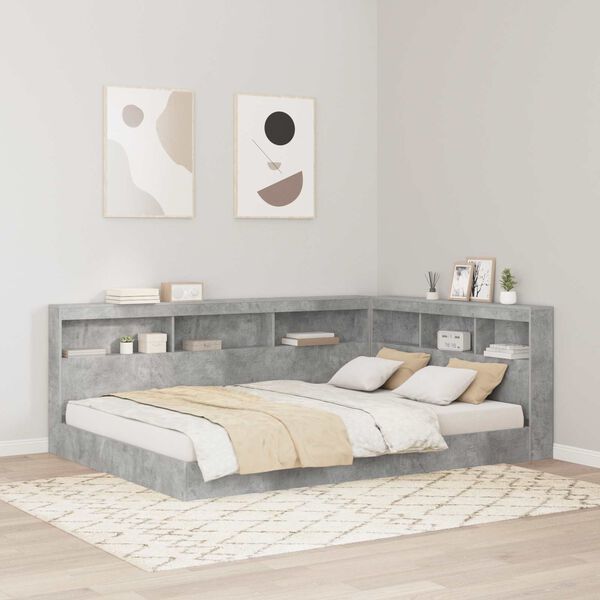 vidaXL Bookcase Bed Concrete grey 140 x 200 cm Engineered wood