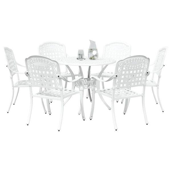 vidaXL Garden Dining Set 7 pcs White Aluminium