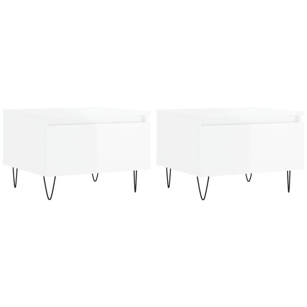 vidaXL Coffee Tables 2 pcs High Gloss White 50x46x35 cm Engineered Wood