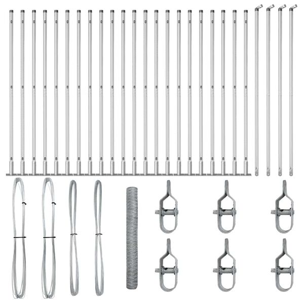 vidaXL Fence Post Silver 50 x 1.2 m (36 mm mesh) Steel