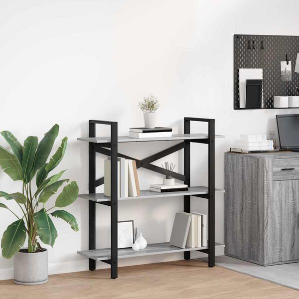 vidaXL Bookshelf Grey Sonoma 100 x 33.5 x 102 cm Engineered Wood