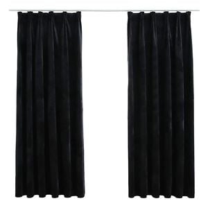 vidaXL Blackout Curtains 2 pcs with Hooks Velvet Black 140x175 cm