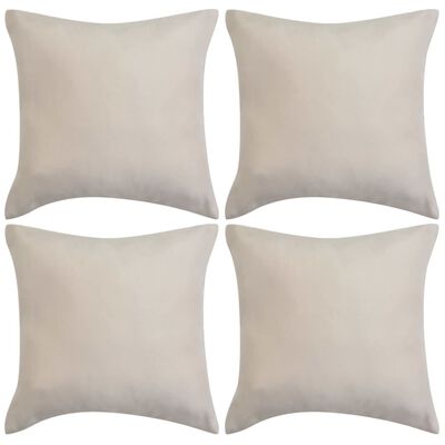 vidaXL Cushion Covers 4 pcs 50x50 cm Polyester Faux Suede Beige