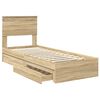 vidaXL Storage Bed with Drawer Sonoma Oak 75 x 190 cm Engineered Wood