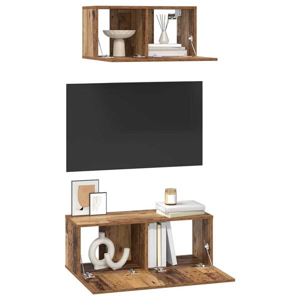 vidaXL TV Cabinet Set Wall-mounted 2 pcs Old Wood Engineered Wood