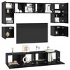 vidaXL TV Cabinet Set Wall-mounted 8 pcs Black Oak Engineered Wood