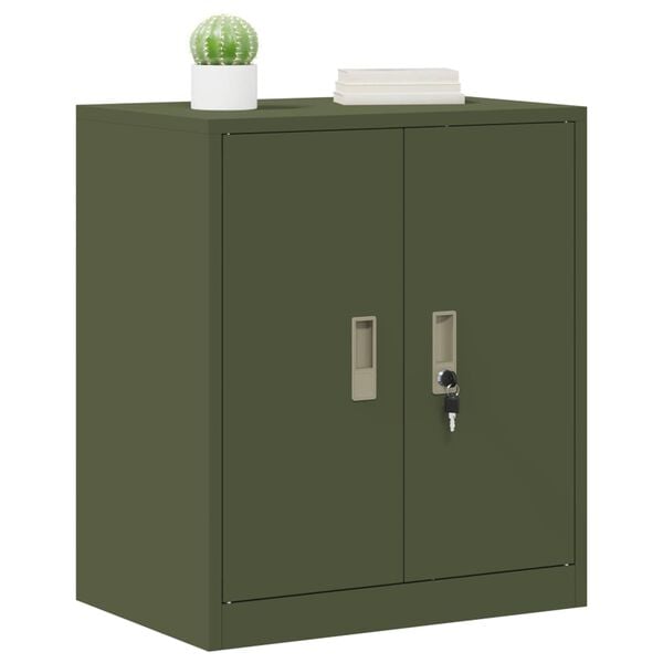 vidaXL Storage Cabinet Olive Green 60 x 40 x 70 cm Steel