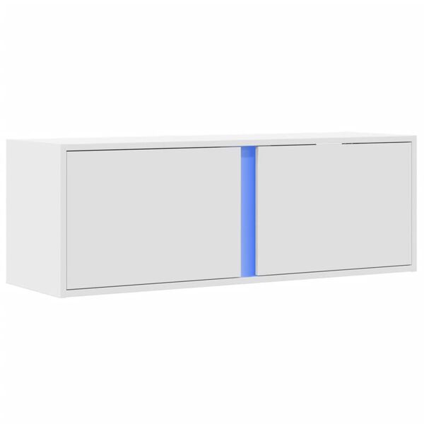 vidaXL TV Wall Cabinet with LED Lights White 100x31x35 cm