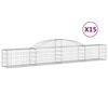 vidaXL Arched Gabion Baskets 15 pcs 300x30x40/60 cm Galvanised Iron
