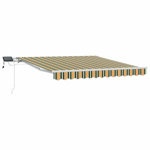 vidaXL Retractable Awning Manual Green and yellow 350 x 250 cm