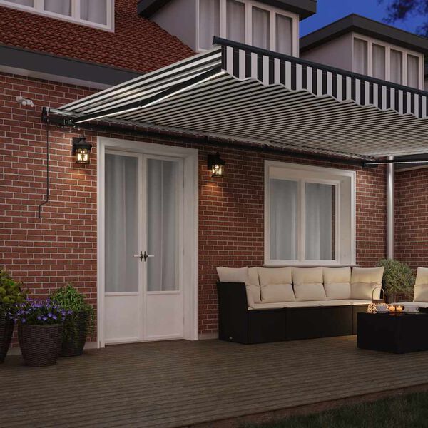 vidaXL Automatic Retractable Awning with LEDs Anthracite&White 500x300 cm