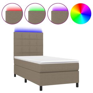 vidaXL Box Spring Bed with Mattress&LED Taupe 80x200 cm Fabric